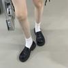 Mocassins de Couro Macio Aumentadores de Altura Outono/Inverno 2025, Sapatos Individuais Versáteis na Moda, Mocassins de Bico Redondo com Corte Profundo Estilo Britânico