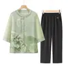 Camisa de Verano para Abuela, Ropa Estilo Chino, Traje de Verano para Madres de Mediana Edad y Mayores, Nuevo Estilo Blusa Holgada para Personas Mayores y Señoras