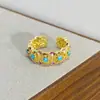 Caja Misteriosa en Vivo Oro Vintage Retro Anillo Abierto Completamente de Diamantes Circonita Esmalte Gota de Aceite Anillo Personalizado