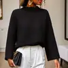 Suéter Pulóver de Manga Nueve Cuartos Nuevo Otoño 2023 Top Holgado para Mujer Color Sólido Camisa Base de Manga Larga Casual Versátil