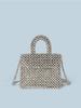 Bolsa de Mão Tecida com Contas Prateadas Simples Casual Brilhante de Luxo Leve Exquisita Retrô Feita à Mão Bolsa de Banquete