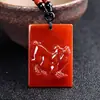 Colgantes al por mayor de Ágata Roja de los Doce Zodíacos, Diseños de Mono y Perro, Colores Brillantes, Promueven Energía Positiva, Estilo Zodiacal Más Vendido