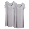 Camisón Modal de Manga Media de Dos Piezas con Copas en el Pecho Ropa de Casa de una Pieza de Longitud Media Camisón Base