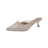 Zapatillas de tacón de aguja puntiagudas con lazo francés para mujer Primavera y Verano 2025 Zapatillas Baotou Elegantes para Exterior Tacones Altos Sexys