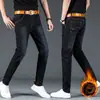 Jeans para Hombre Otoño Forro Polar Holgado Recto Engrosado Cálido Invierno Juventud Otoño e Invierno Casual Pantalones Largos