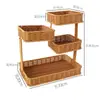 Cesta de Frutas Tejida de Mimbre Sintético Multicapa Mesa de Centro de Sala de Estar Plato de Exhibición de Frutas Secas Dulces Estante de Exhibición de Almacenamiento Multifuncional
