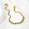 Pulsera de Moda Diseño de Moda Estilo Ins Europeo y Americano Metal 18K Cuadrada Incrustada con Diamantes Joyería de Acero Inoxidable de Gama Alta Nicho para Mujeres