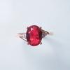 Anillo Abierto Femenino Nuevo Clásico Incrustado de Diamantes, Anillo de Granate Rojo con Diamantes, Anillo Ajustable