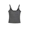 Camisola Básica Estilo Chica Picante Cuadrada Rayas con Copas, Nueva Prenda Interior Base Ajustada Corta de Verano para Mujer