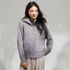 Suéter de punto con cremallera de cuello alto y estampado estilo coreano para mujer, principios de otoño 2026, cárdigan corto de punto holgado, chaqueta de estilo casual