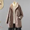Outono Inverno 2026 Novo Literário Algodão com Penas Algodão Roupas Femininas Comprimento Médio Soltas Tamanho Grande Leve Quente Roupas de Algodão Jaqueta Feminina