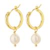 Pendientes de Moda Popular Europea y Americana Corazón Ojo del Diablo Pendientes Electrochapados en Oro Real de 14K Pendientes con Incrustaciones de Zircón y Perlas
