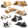Set de 8 Figuras Realistas de Perro Durmiendo  Modelos de Bulldog Francés y Cachorro Shiba Inu de PVC Figuras de Mascotas para Niños Lindas Decoraciones de Escritorio de 25 cm a 95