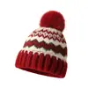 Gorro tejido de lana cálido estilo Fair Isle con pompón para mujer, otoño e invierno, engrosado, forrado de polar, protector de orejas, venta al por mayor