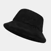 Otoño e Invierno Nuevo Color Color Mixto Sombrero de Pescador para Mujer Sombrero de Cubo Retro de Tweed Artístico Casual Adelgazante para la Cara Cálido de Moda
