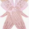 Guantes de Malla para Mujer Halloween Ceremoniales con Adorno de Encaje Negro Sexy Malla Lazos Guantes de Lencería