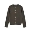 Cardigan de Lã com Trança Vintage para Mulheres, Novo Casaco Suéter de Gola Redonda e Manga Longa Outono 2026, Top Versátil Emagrecedor