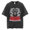 Camiseta Lavada Estilo Hip Hop Europea Transfronteriza para Hombre Anime Japonés 2024 P