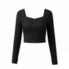Conjunto de Yoga Red Social para Mujer Cuello Cuadrado Temperamento Manga Larga Falso Dos Piezas Pantalones de Falda Sensación Nude Pilates Deporte Conjunto de Dos Piezas Mujer