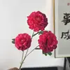 Nueva Flor Artificial Tres Cabezas Dragón Carpa Koi Peonía Decoración de Boda Flor de Seda Adornos de Decoración para el Hogar Flor de Peonía Koi