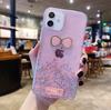 Funda para iPhone 15 con lazo de pegamento y purpurina, funda protectora para Apple 13 y 14 letras, productos transfronterizos