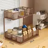 Estante para tazas de estilo vintage, estante de doble capa para almacenar tazas, gabinete de aparador para organizar y exhibir tazas de té, tazas de café y vasos de agua