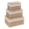 Caixa organizadora de palha para sala de estar, feita de rattan trançado, ideal para guardar brinquedos, chaves, cosméticos e lanches.