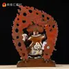 Estatua de Buda Yuan Hui Mahagala de Dos Brazos Nepal Cobre Plateado 10 Pulgadas Adornos Budistas Tántricos para el Hogar