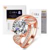 Anillo de plata de ley s925 de comercio exterior con moissanita de 3 quilates para mujer, con incrustaciones de diamantes de cuatro garras, estilo europeo y americano, conjunto de joyería, embalaje en caja.