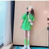 Saia Camiseta Midi para Meninas Verão 2024 Novo Estilo Crianças Médias e Grandes Estilo Coreano Fashionable Menina Celebridade da Internet Top de Manga Curta Moderno