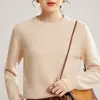 Suéter Grueso Suelto y Ajustado Cachemir para Mujer Cuello Redondo Elegante Estilo Commuter Tejido Otoño e Invierno Nueva Camisa Base