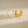 Anillo Abierto de Flor Hueca de Circonia Estilo Metal Europeo y Americano, Moda Transfronteriza, Anillo Sencillo y Compacto para Dedo Índice, Joyería de Alta Gama