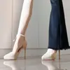 Design de Nicho Corrente de Pérolas Elegante Versátil Sapato de Tira Única Estilo Coreano Camurça Nude Plataforma Vazado Salto Alto para Mulheres