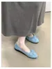 Zapatos planos suaves de estilo francés, mocasines poco profundos de gamuza con punta redonda, mocasines vintage de estampado de leopardo para primavera y otoño con lazo