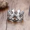 Anillo Kaiwei Vintage de Plata Tailandesa Chapada Corona Negra Estilo Europeo y Americano Anillo Fundido de Acero de Titanio Corona para Hombres y Mujeres Anillo de Corona