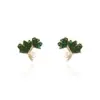 Pendientes de Perla con Hoja de Ginkgo Diseño de Nicho Sentido Estético Verde Bosque Cristal Verde Accesorios para Orejas de Lujo Ligero Pendientes Elegantes Exquisitos de Moda