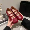 Zapatos Mary Jane Rojos Estilo Hada Suave para Mujer, Nuevo Modelo Verano 2026, Bailarinas para Combinar con Vestidos, Zapatos Pequeños de Piel