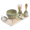 Juego de Té Matcha de Ocho Piezas, Tazas de Té de Cerámica Cocidas en Horno, Soporte para Batidor de Té, Utensilios de Té Estilo Dinastía Song