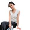Agente Textura Fresca Hombro Derecho Calidad Chaleco de Mujer 2024 Verano Cuello en U Sin Mangas Jersey Pullover Top Ajustado