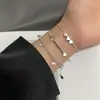 Pulsera con Borlas y Corazón Ins de Amanecer de Primavera para Mujer, Diseño Único de Lujo Ligero, Pulsera Combinada de Corazón Love de Celebridad de Internet