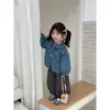 Camisa de mezclilla para bebé niña estilo coreano de primavera y otoño, linda de lunares, manga larga, cuello de muñeca, holgada, para niños