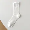Calcetines de Seda Refrescantes para Mujer, Estilo Delgado de Primavera y Verano, Borde de Burbuja con Encaje de Gatito, Calcetines Holgados Dongdaemun Transfronterizos al por Mayor