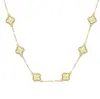 Cadena para Clavícula de Plata de Ley S925 Trébol de Cuatro Hojas Colgante de Trébol de Cuatro Hojas Grabado por Ambos Lados Collar de Plata para Mujer para Uso Diario Chapado en Oro