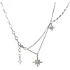 Collar con Colgante de Estrella para Mujer 2025 Nuevo Lujo Accesible Diseño de Nicho Incrustado de Diamantes Estrella de Seis Puntas Cadena de Clavícula de Gama Alta para Mujer