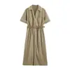 Estilo Europeo y Americano Transfronterizo Z 2026 Nueva Moda Elegante Ropa para Mujer Vestido al por Mayor con Cinturón y Colores Contrastantes 7908881
