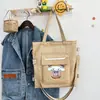 Bolsa Tote 2025 para Meninas, Bolsa de Lona, Grande Capacidade, Mochila Multiuso, Bolsa Transversal de Ombro Único, Bolsa de Aula, Bolsa Tote