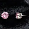 Brincos de Zircônia Colorida Redonda de 7mm para Mulheres, Design de Nicho Estilo Coreano, Brincos Modernos e Requintados com Quatro Garras Hefang