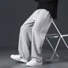 Pantalones de chándal grises para hombre, verano, finos, holgados, rectos, marca de moda, pierna ancha, primavera y otoño, deportivos, casuales, largos