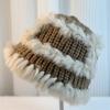 Chapéu de Pescador Tricotado de Pelo de Coelho Coreia do Sul Outono e Inverno Celebridade da Internet Retro Circunferência da Cabeça Grande Rosto Peludo Pequeno Estilo Estrangeiro Chapéu de Balde Versátil