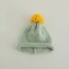 Chapéu de Tricô Versátil para Crianças, Estilo Coreano Fino Fashionável com Barra Rebatida Pom-Pom Lã Quente à Prova de Frio para Bebê com Proteção para Orelhas